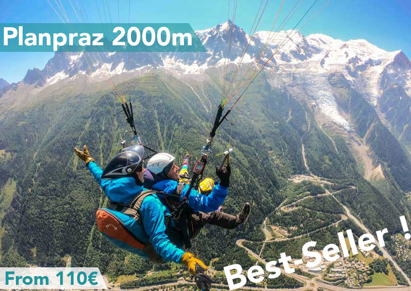 Vol en parapente depuis Planpraz face au massif du Mont Blanc