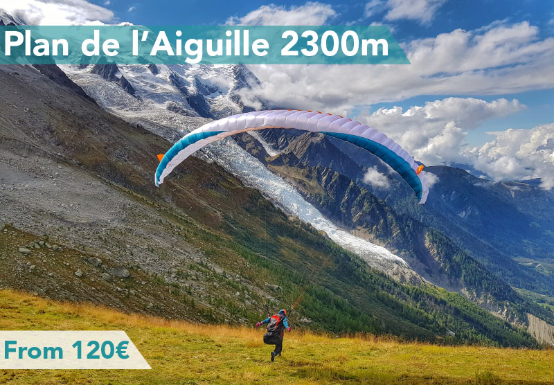 Décollage parapente face au glacier des bossons